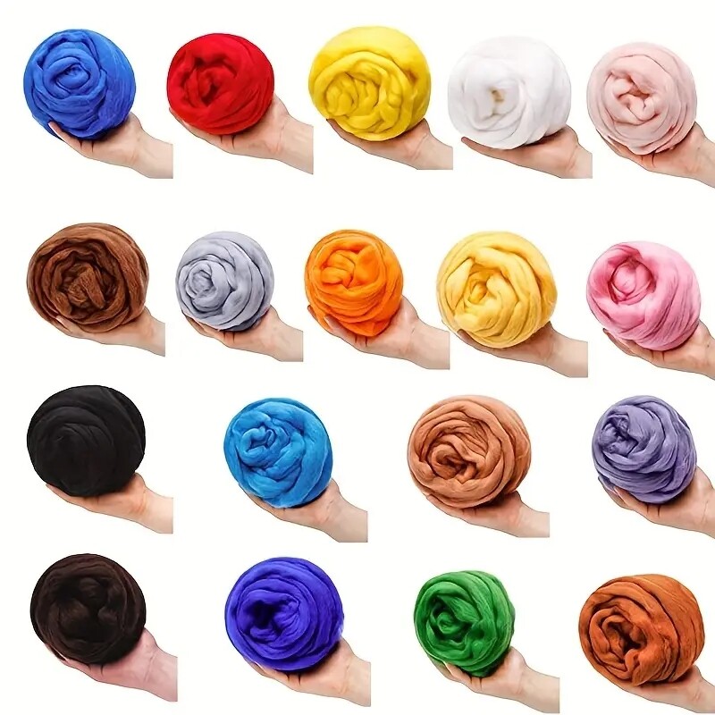 Plstenie ihlou z vlny, vlákna z vlny, predpriadza na DIY remeselné materiály, predpriadza z ihlou z plsti, látka, plsť, remeselné hračky, ručné plstenie