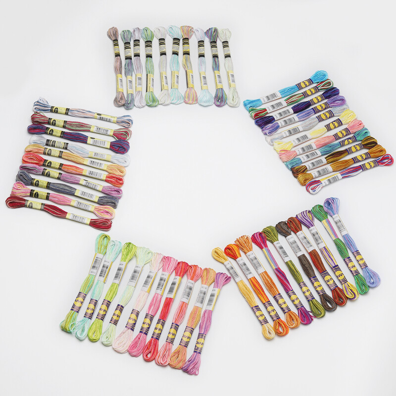 10 tarka színű szett gázos mercerizált egyiptomi pamut hímzőselyem 8,7 yard Mouline variációs keresztszemes cérna