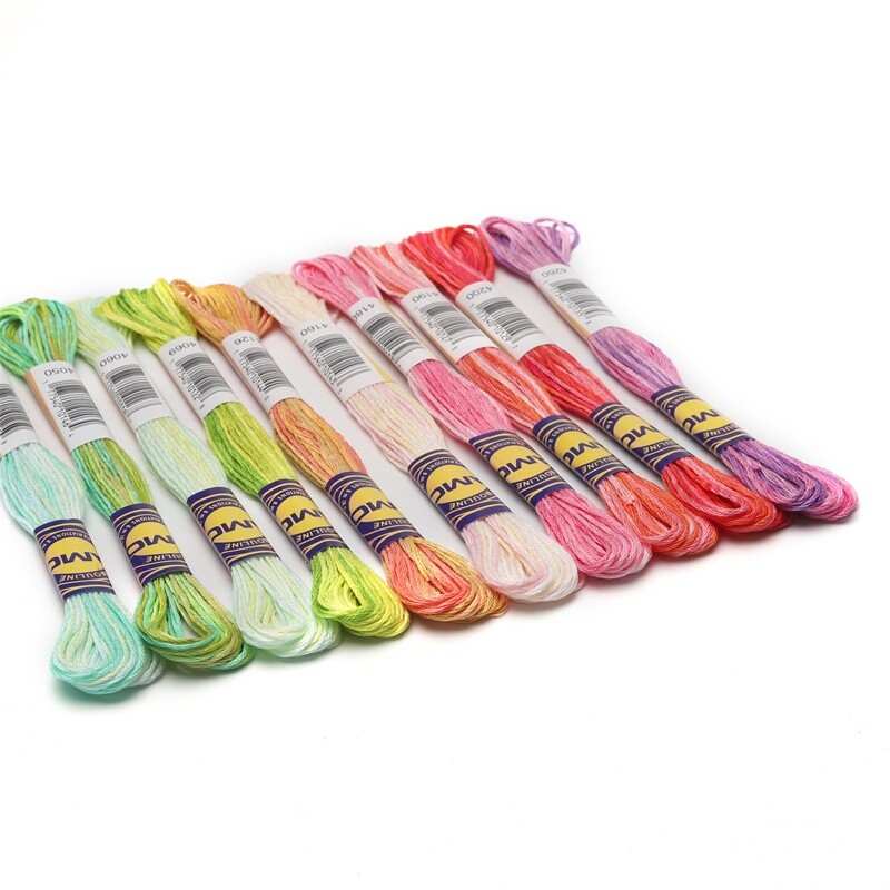 10 tarka színű szett gázos mercerizált egyiptomi pamut hímzőselyem 8,7 yard Mouline variációs keresztszemes cérna