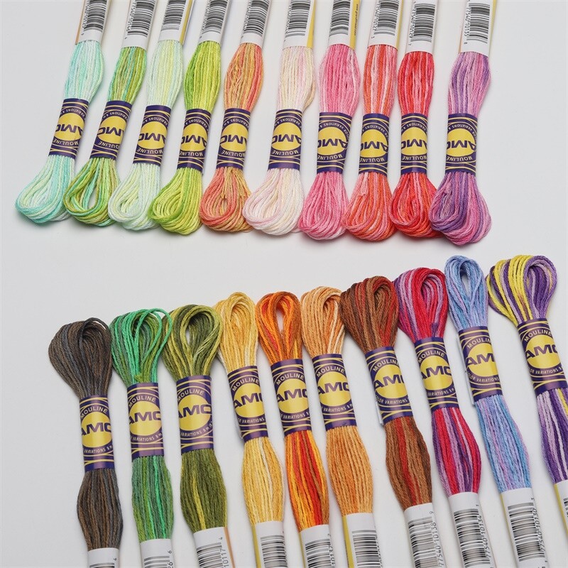 10 tarka színű szett gázos mercerizált egyiptomi pamut hímzőselyem 8,7 yard Mouline variációs keresztszemes cérna