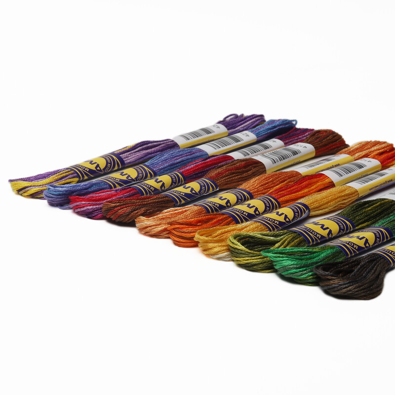 10 tarka színű szett gázos mercerizált egyiptomi pamut hímzőselyem 8,7 yard Mouline variációs keresztszemes cérna