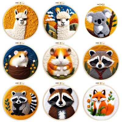 CHENISTORIA 20x20 cm-es gyapjú nemezelő festőkészlet alpaca, hörcsög barkácsolás egynyári filc kézműves csomag filctű kézimunkához ajándék