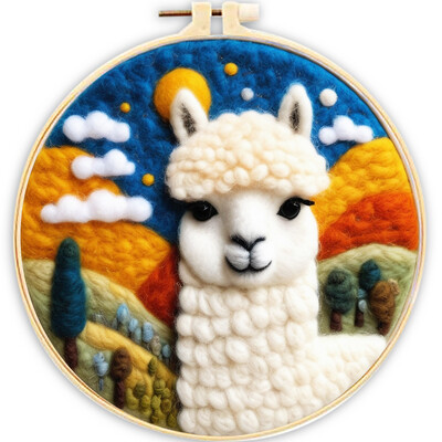 CHENISTORIA 20x20 cm vilnas filcēšanas krāsošanas komplekts Alpaca, Hamster Diy Aninal filca amatniecības komplekts Filca adata roku darbam dāvanai