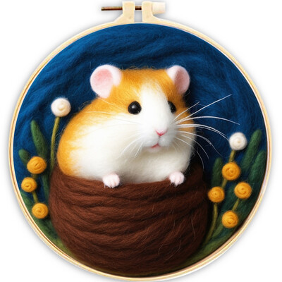 CHENISTORIA 20x20 cm vilnas filcēšanas krāsošanas komplekts Alpaca, Hamster Diy Aninal filca amatniecības komplekts Filca adata roku darbam dāvanai