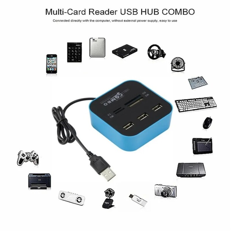 MnnWuu USB centrmezgls Combo Viss vienā USB 2.0 Micro SD ātrgaitas karšu lasītājs 3 portu adaptera savienotājs planšetdatora datora klēpjdatoram