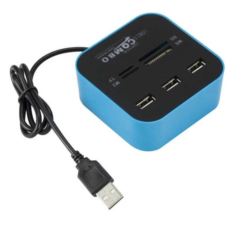 MnnWuu USB centrmezgls Combo Viss vienā USB 2.0 Micro SD ātrgaitas karšu lasītājs 3 portu adaptera savienotājs planšetdatora datora klēpjdatoram