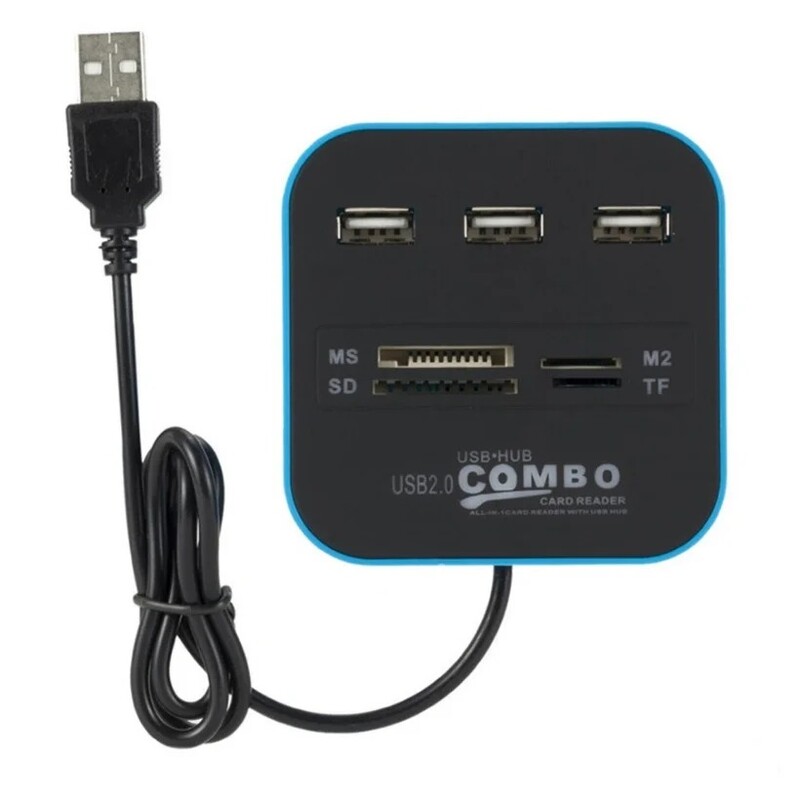 MnnWuu USB centrmezgls Combo Viss vienā USB 2.0 Micro SD ātrgaitas karšu lasītājs 3 portu adaptera savienotājs planšetdatora datora klēpjdatoram