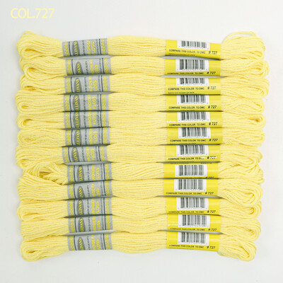 Bézs aranysárga 12 DB 8M gombolyag dupla mercerizált egyiptomi pamut hímzőselyem keresztszemes cérna 51 színben elérhető