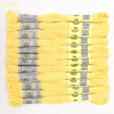 Bézs aranysárga 12 DB 8M gombolyag dupla mercerizált egyiptomi pamut hímzőselyem keresztszemes cérna 51 színben elérhető