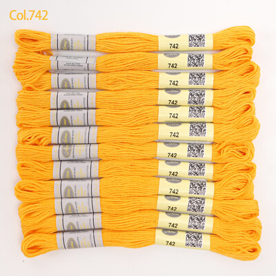 Bézs aranysárga 12 DB 8M gombolyag dupla mercerizált egyiptomi pamut hímzőselyem keresztszemes cérna 51 színben elérhető