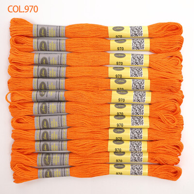 Bézs aranysárga 12 DB 8M gombolyag dupla mercerizált egyiptomi pamut hímzőselyem keresztszemes cérna 51 színben elérhető