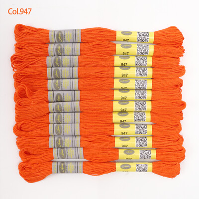 Bézs aranysárga 12 DB 8M gombolyag dupla mercerizált egyiptomi pamut hímzőselyem keresztszemes cérna 51 színben elérhető