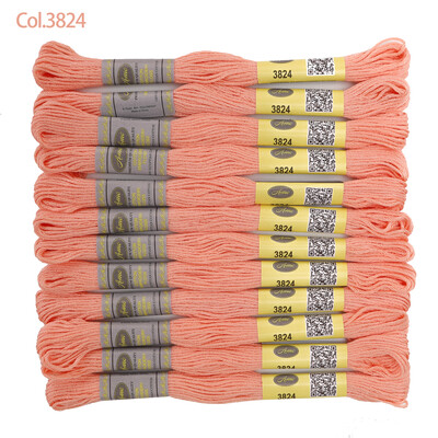 Bézs aranysárga 12 DB 8M gombolyag dupla mercerizált egyiptomi pamut hímzőselyem keresztszemes cérna 51 színben elérhető