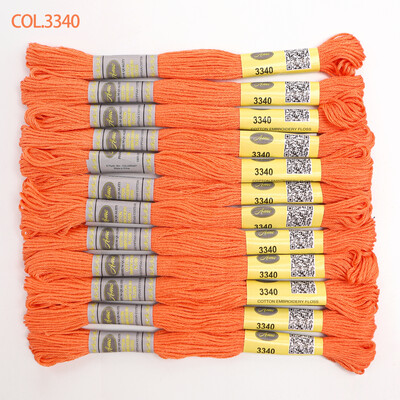 Bézs aranysárga 12 DB 8M gombolyag dupla mercerizált egyiptomi pamut hímzőselyem keresztszemes cérna 51 színben elérhető