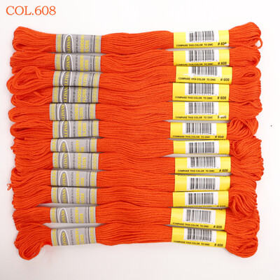 Bézs aranysárga 12 DB 8M gombolyag dupla mercerizált egyiptomi pamut hímzőselyem keresztszemes cérna 51 színben elérhető