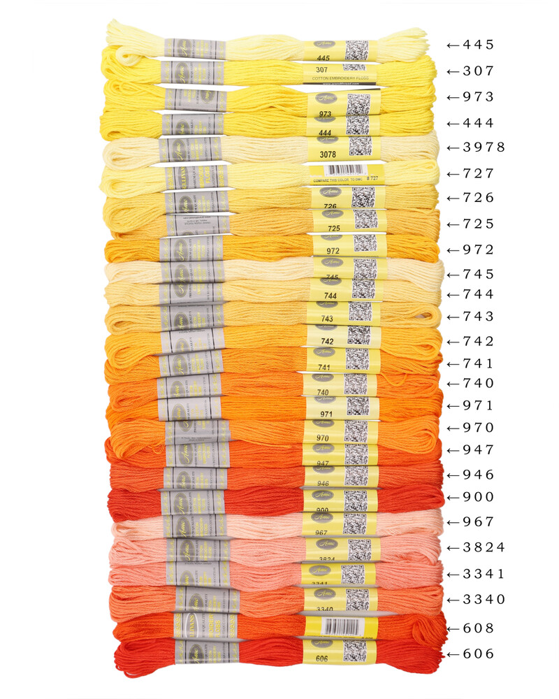 Bézs aranysárga 12 DB 8M gombolyag dupla mercerizált egyiptomi pamut hímzőselyem keresztszemes cérna 51 színben elérhető