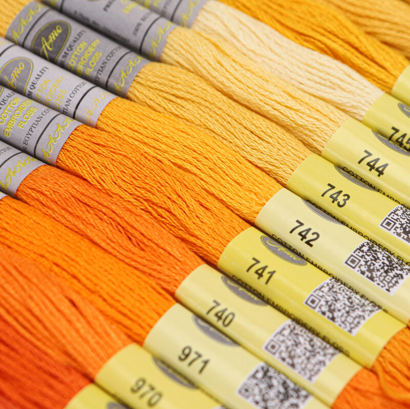 Bézs aranysárga 12 DB 8M gombolyag dupla mercerizált egyiptomi pamut hímzőselyem keresztszemes cérna 51 színben elérhető