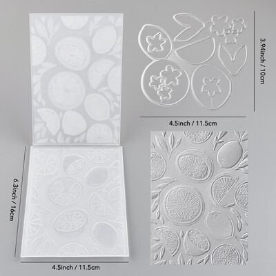 Τρισδιάστατο ανάγλυφο φάκελο και ταιριαστές μήτρες Γλυκό υβριδικό μοτίβο εσπεριδοειδών για προσθήκη λεπτομέρειας με υφή στο έργο κατασκευής χαρτιού