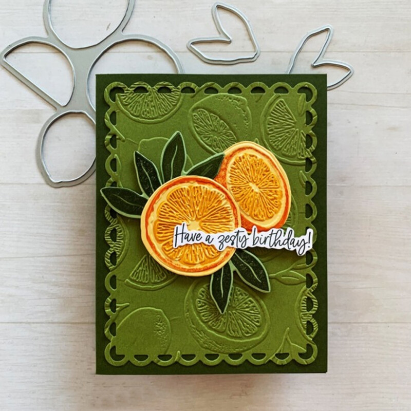 Τρισδιάστατο ανάγλυφο φάκελο και ταιριαστές μήτρες Γλυκό υβριδικό μοτίβο εσπεριδοειδών για προσθήκη λεπτομέρειας με υφή στο έργο κατασκευής χαρτιού