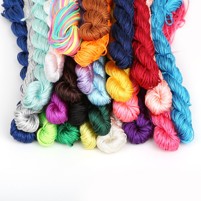 24 метра/ролка 1 мм цветен конец за бродиране на кръстат бод за направата на гривна, плетена на една кука прежда за плетене, полиестер, памук, шевни конци