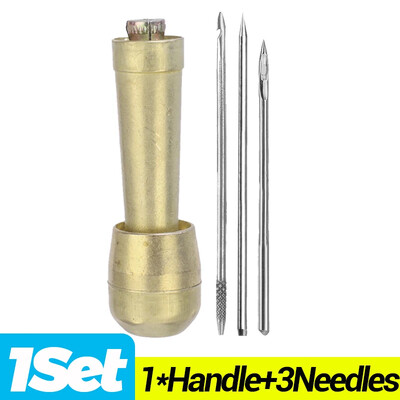DIY kožni pribor za šivanje, zamjenjiva igla za šivanje za izradu kože s bakrenom ručkom, alati za popravak kožnih platnenih cipela