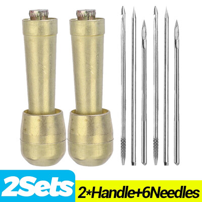 DIY kožni pribor za šivanje, zamjenjiva igla za šivanje za izradu kože s bakrenom ručkom, alati za popravak kožnih platnenih cipela
