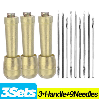 DIY kožni pribor za šivanje, zamjenjiva igla za šivanje za izradu kože s bakrenom ručkom, alati za popravak kožnih platnenih cipela