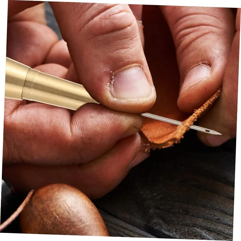 DIY kožni pribor za šivanje, zamjenjiva igla za šivanje za izradu kože s bakrenom ručkom, alati za popravak kožnih platnenih cipela