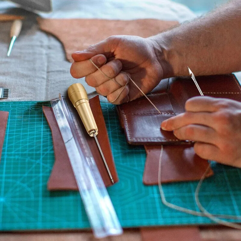 DIY kožni pribor za šivanje, zamjenjiva igla za šivanje za izradu kože s bakrenom ručkom, alati za popravak kožnih platnenih cipela