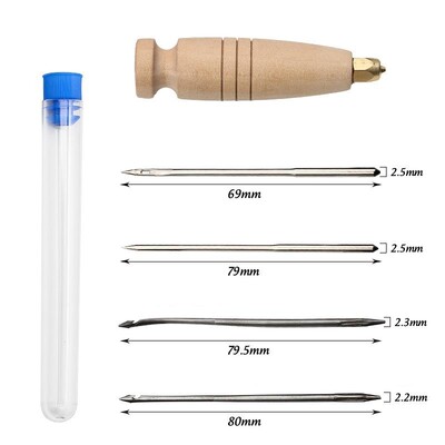 Bőrvarrókészlet barkácsolás Bőrvarrótű réz fogantyúval Bőr vászon sátorcipők javítóeszköz nejlon cérnával