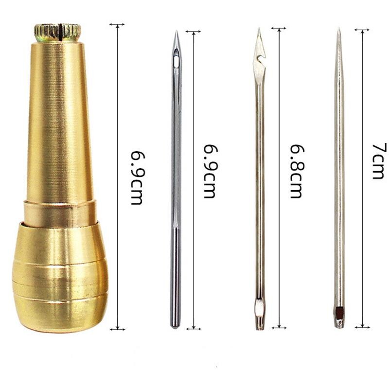 Bőrvarrókészlet barkácsolás Bőrvarrótű réz fogantyúval Bőr vászon sátorcipők javítóeszköz nejlon cérnával