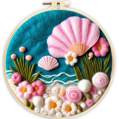 CHENISTORY adatų veltinio pradinis rinkinys Vilnos dažymo rožinės spalvos kraštovaizdžio rinkinį sudaro vilnos maišelis vėlimo adatos putplasčio padėklas, veltinio audinys pasidaryk pats