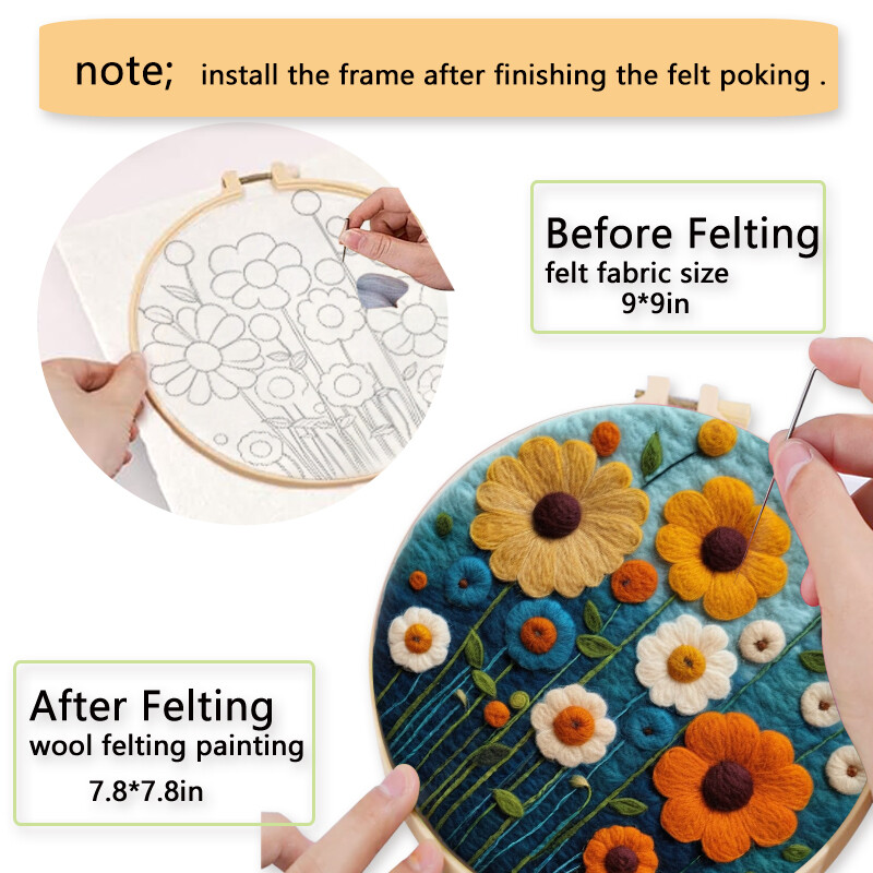 CHENISTORY adatų veltinio pradinis rinkinys Vilnos dažymo rožinės spalvos kraštovaizdžio rinkinį sudaro vilnos maišelis vėlimo adatos putplasčio padėklas, veltinio audinys pasidaryk pats