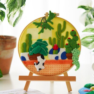 CHENISTORY 20x20cm rėmo vilnos vėlimas tapyba "pasidaryk pats" vilnos siuvinėjimo rinkinys Juokingas vilnos adatų veltinio paveikslėlių rinkinys amatų tapybos dovana