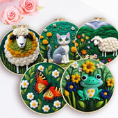 Vilnos veltinio rinkinys adatų vėlimo įrankis Vilnos gyvūnų veltinio tapyba su paveikslėliu „Pasidaryk pats“ rankų darbo adatų veltinio rinkinys, naudojamas namų dekoravimui