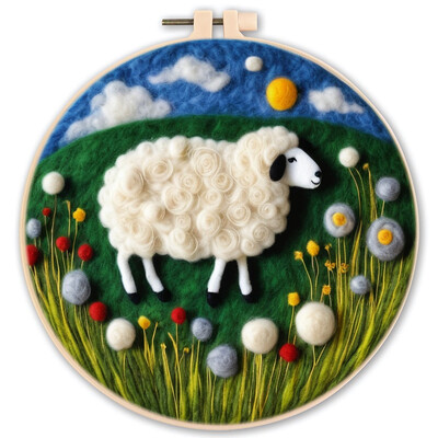 Vilnos veltinio rinkinys adatų vėlimo įrankis Vilnos gyvūnų veltinio tapyba su paveikslėliu „Pasidaryk pats“ rankų darbo adatų veltinio rinkinys, naudojamas namų dekoravimui