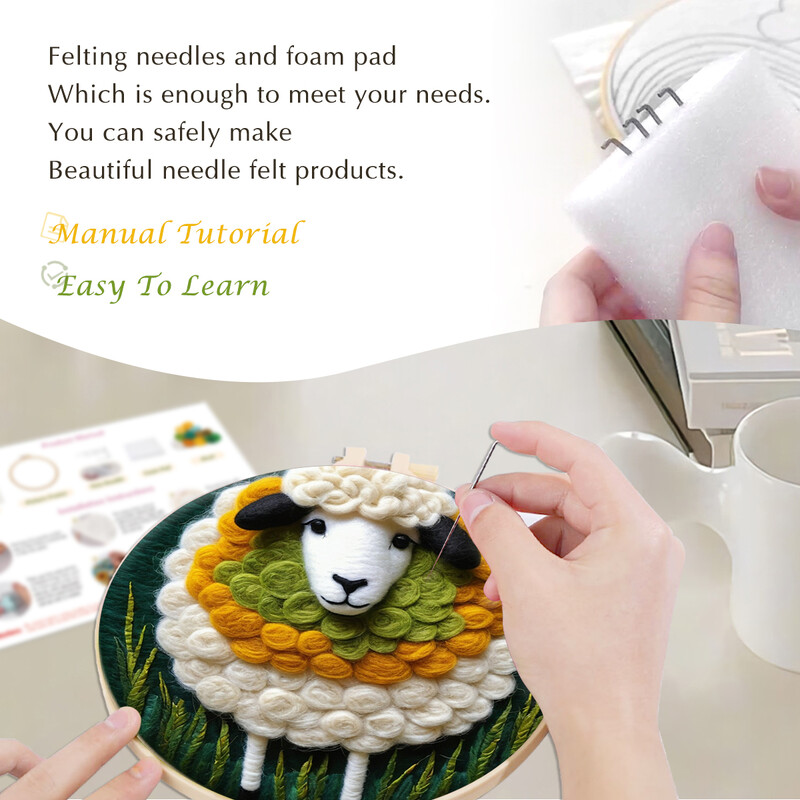 Vilnos veltinio rinkinys adatų vėlimo įrankis Vilnos gyvūnų veltinio tapyba su paveikslėliu „Pasidaryk pats“ rankų darbo adatų veltinio rinkinys, naudojamas namų dekoravimui