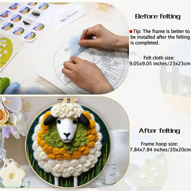 Vilnos veltinio rinkinys adatų vėlimo įrankis Vilnos gyvūnų veltinio tapyba su paveikslėliu „Pasidaryk pats“ rankų darbo adatų veltinio rinkinys, naudojamas namų dekoravimui