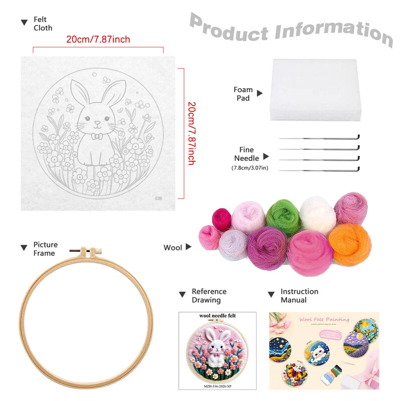 Vilnos veltinio rinkinys adatų vėlimo įrankis Vilnos gyvūnų veltinio tapyba su paveikslėliu „Pasidaryk pats“ rankų darbo adatų veltinio rinkinys, naudojamas namų dekoravimui