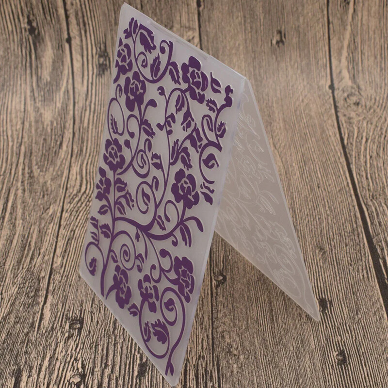 Pečiatky s ružovými kvetmi, plastové embossovacie priečinky, šablóny na scrapbooking, papierové blahoželania a remeselné potreby