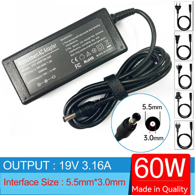 19V 3.15A/3.16A 60W laptop hálózati adapter töltő Samsung NP305E5A NP300E4C NP300E4E NP300E5A NP300E5AI NP300E5C NP300E5E