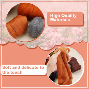 Fenrry 8 Colors Needle Felting Wool Wool Roving Felting Wool Bulk Wool Roving for DIY Craft Materials