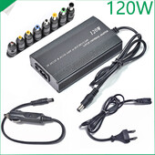 Nastaviteľná nabíjačka do auta 120W 220V 110V až 12V 15V 16V 18V 19V 20V 22V 24V, univerzálny AC/DC napájací adaptér, USB, pre notebook