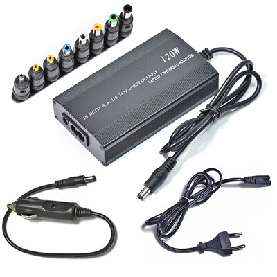 Nastaviteľná nabíjačka do auta 120W 220V 110V až 12V 15V 16V 18V 19V 20V 22V 24V, univerzálny AC/DC napájací adaptér, USB, pre notebook
