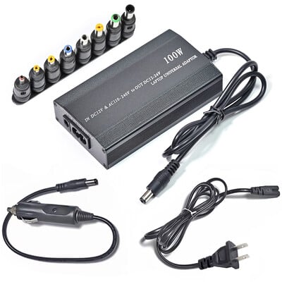 Nastaviteľná nabíjačka do auta 120W 220V 110V až 12V 15V 16V 18V 19V 20V 22V 24V, univerzálny AC/DC napájací adaptér, USB, pre notebook