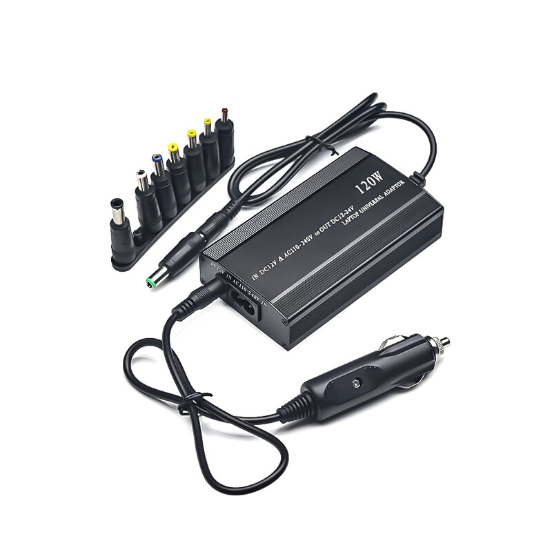 Nastaviteľná nabíjačka do auta 120W 220V 110V až 12V 15V 16V 18V 19V 20V 22V 24V, univerzálny AC/DC napájací adaptér, USB, pre notebook