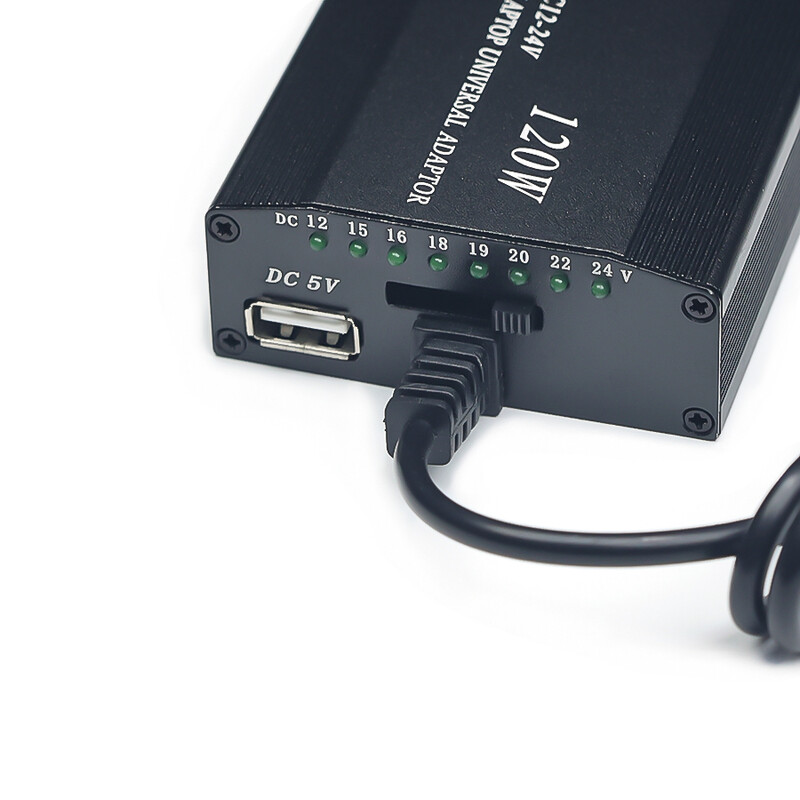Nastaviteľná nabíjačka do auta 120W 220V 110V až 12V 15V 16V 18V 19V 20V 22V 24V, univerzálny AC/DC napájací adaptér, USB, pre notebook