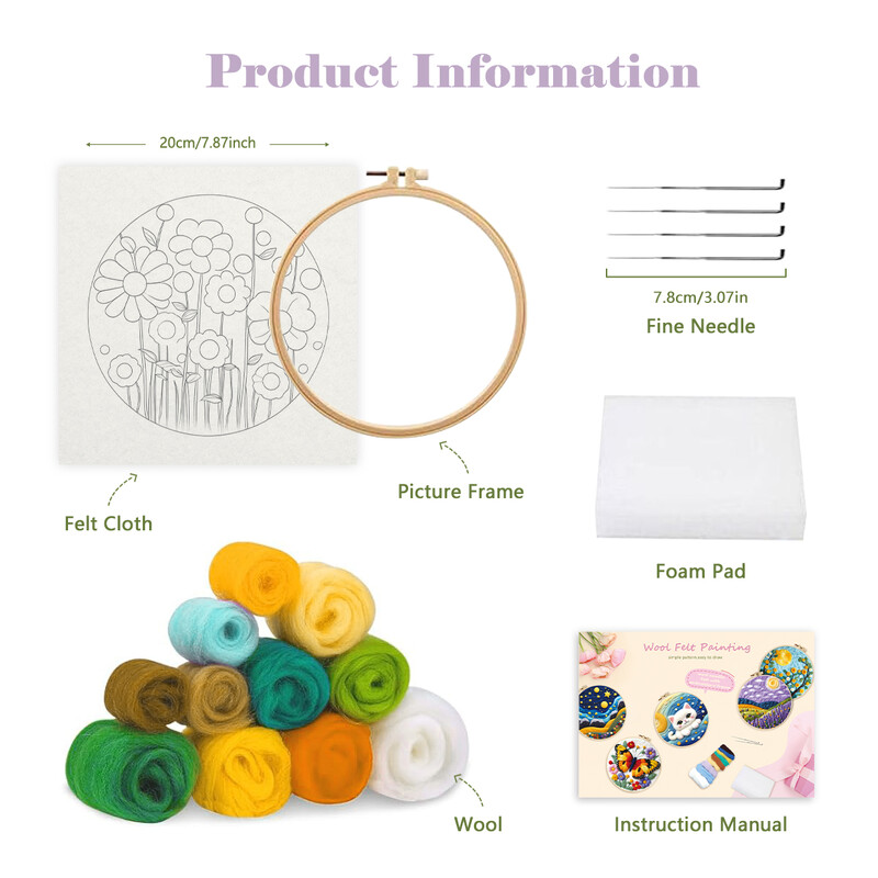 SDOYUNO vilnos vėlimo įrankiai Miško medžių peizažas Rankdarbiai Veltinis, pasidaryk pats, amatų reikmenys Vilnos užvalkalų rinkinys Adatų vėlimo rinkinys Rankdarbiai