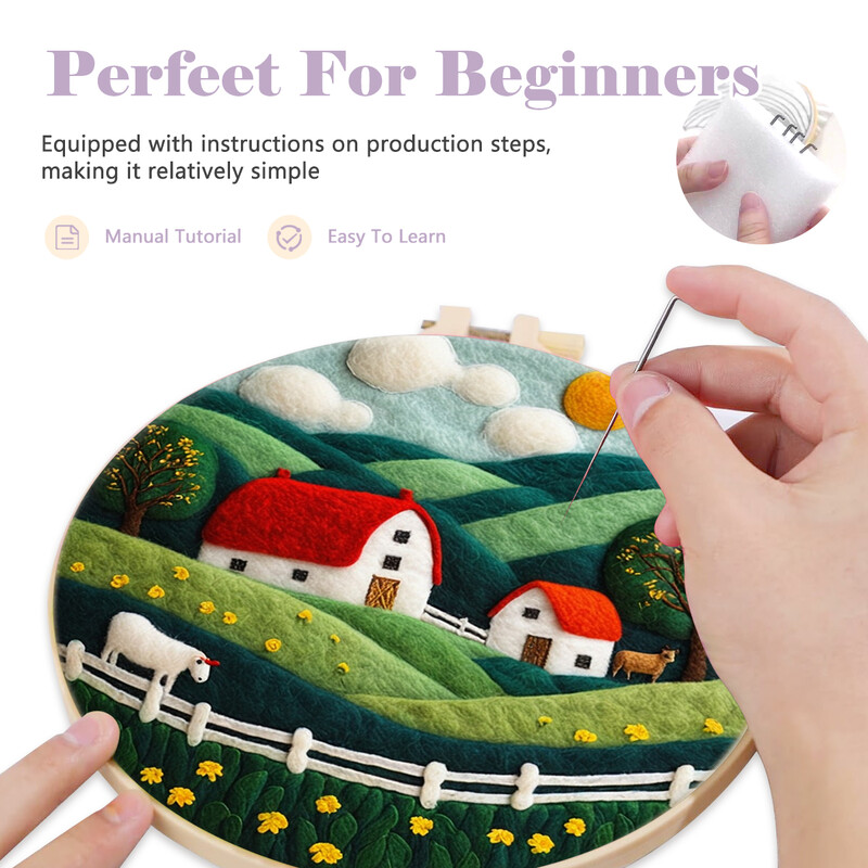 SDOYUNO vilnos vėlimo įrankiai Miško medžių peizažas Rankdarbiai Veltinis, pasidaryk pats, amatų reikmenys Vilnos užvalkalų rinkinys Adatų vėlimo rinkinys Rankdarbiai