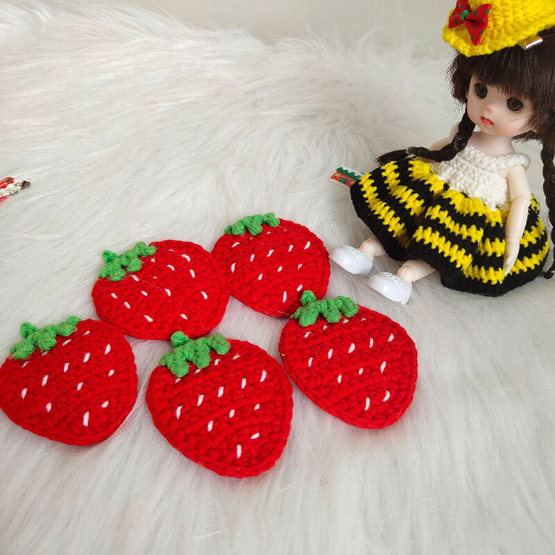 3 DB gyapjú barkácsolt eperszeletek félkész termékek nagy zsír retek Aranyos törött barkács hajcsat ruházati kiegészítők 크로쉐